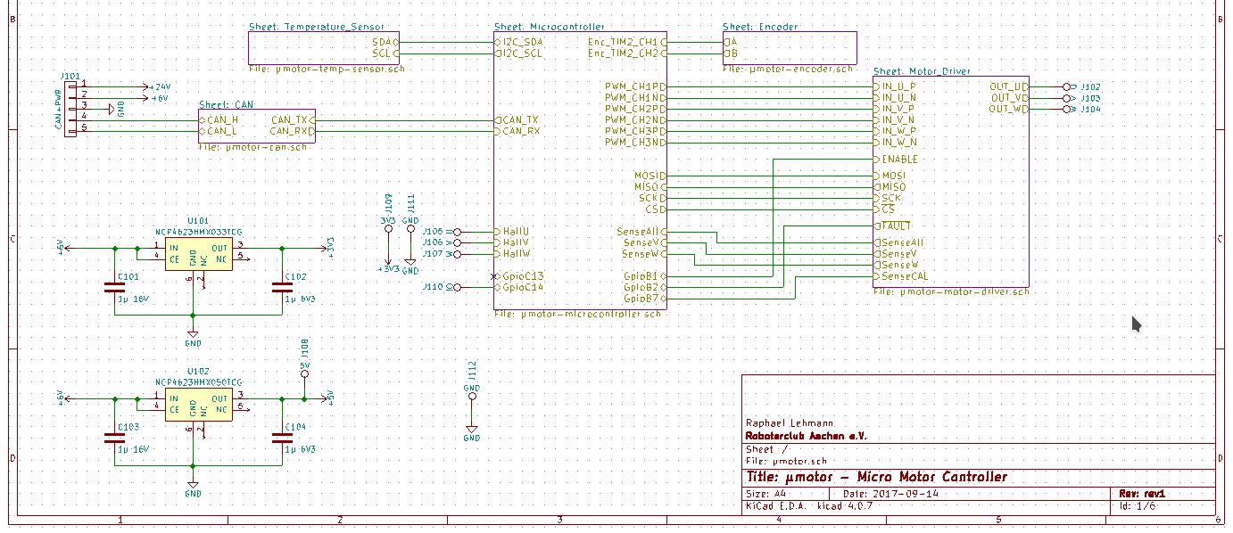 Schaltplanübersicht micro-motor (µMotor) in KiCad