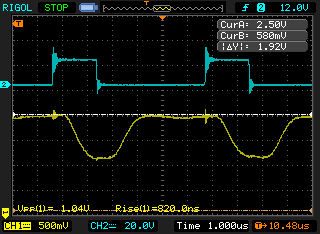 INA240A2, Gain 50, In-Phase, 160kHz, 30%, (negativer Ausschlag, 20V)