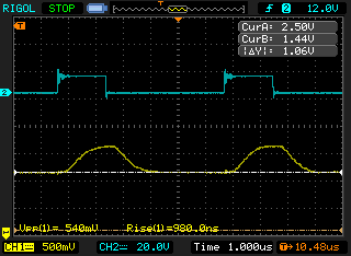 INA240A2, Gain 50, Low-Side, 160kHz, 30%, (positiver Ausschlag, 12V -> 1A)